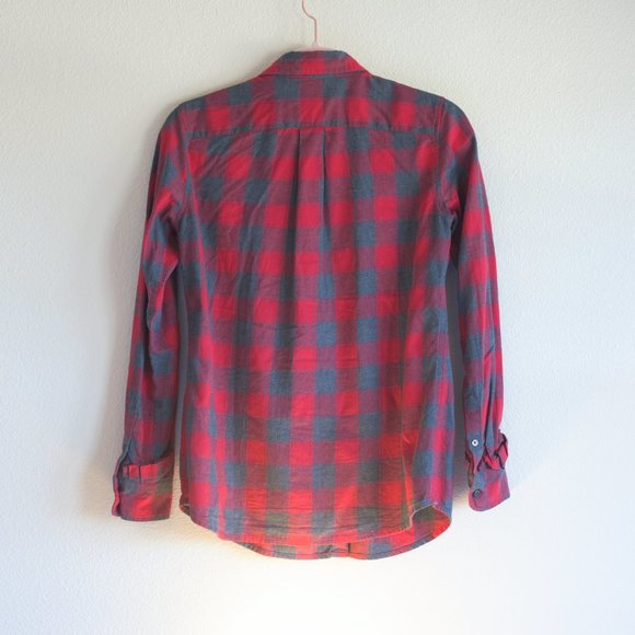 BANANA REPUBLIC Women's Oxford Red/Grey Plaid Dillon Shirt, XS - Picture 2 of 6